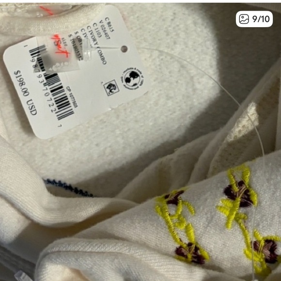 Free People Movement At My Best Embroidered Hoodie Sweatshirt Ivory Sz Small NEW - Picture 6 of 6